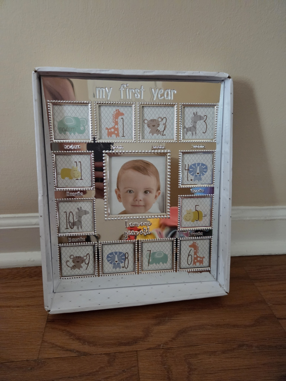 My First Year Silver Baby Photo Frame Collage. New